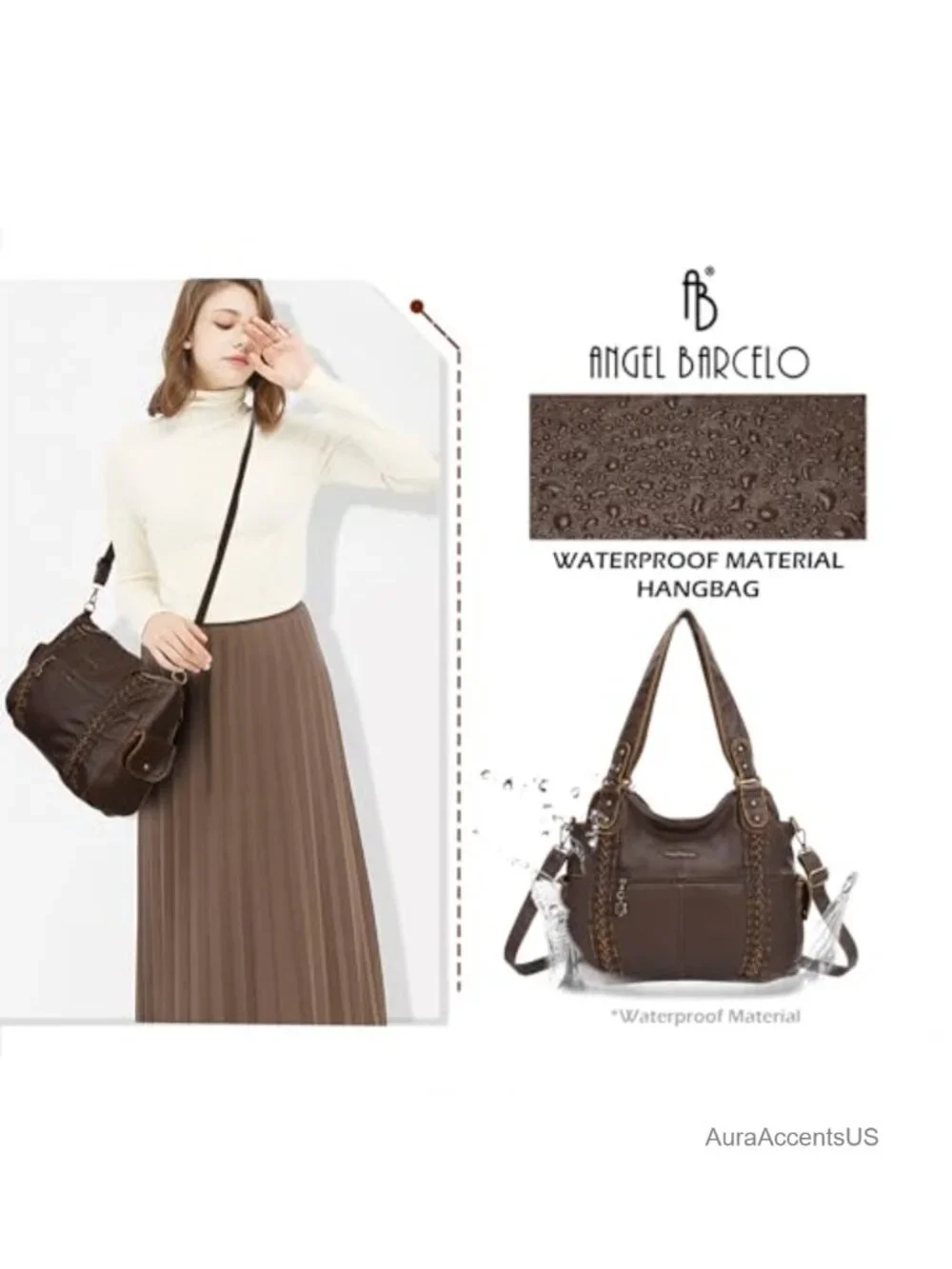 Women's Soft PU Leather Hobo Shoulder Bag Crossbody Purse Tote Handbag